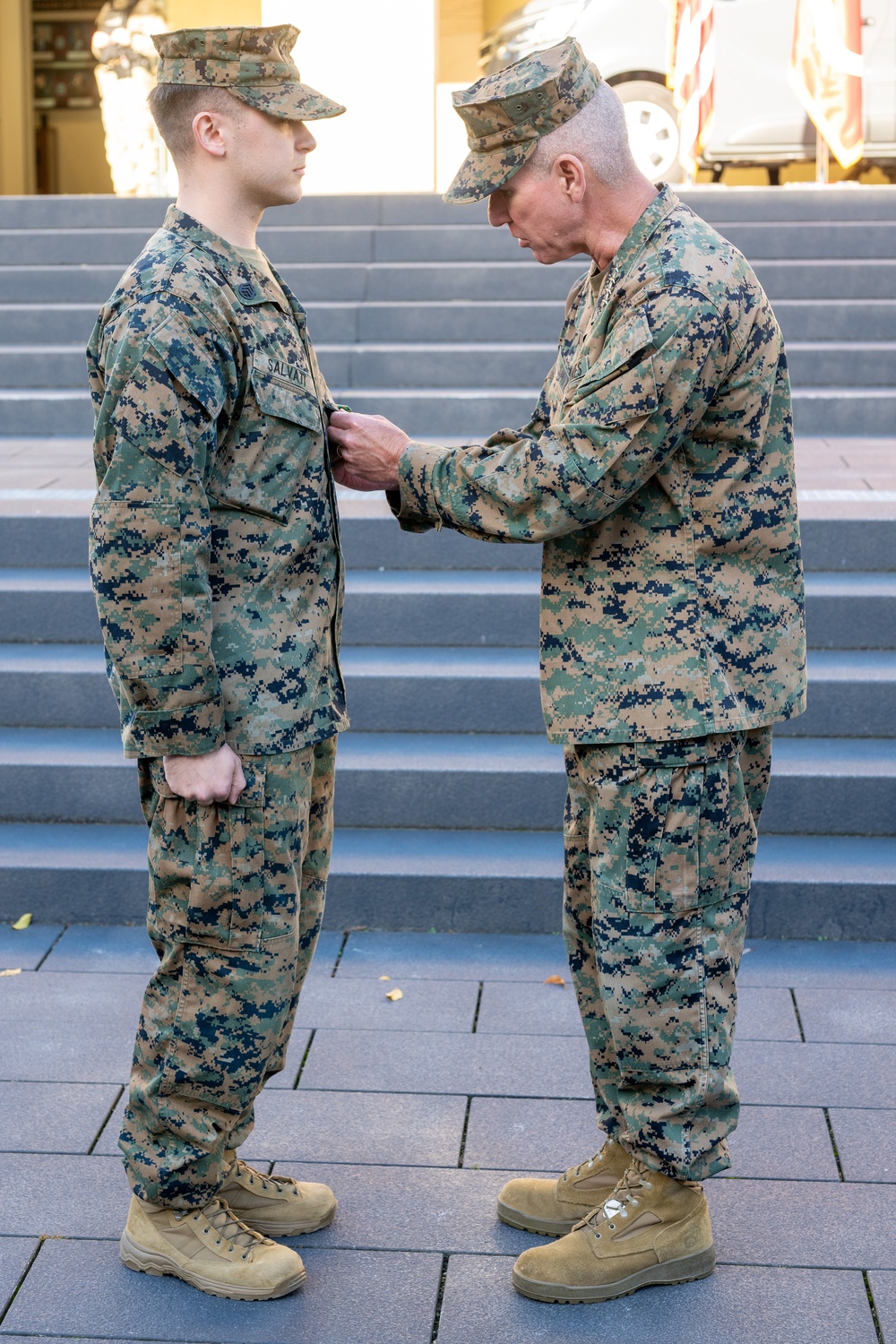 Commandant of the Marine Corps General Eric Smith visits with USAFRICOM and General Michael Langley on 28 Oct 2024 in Stuttgart Germany.