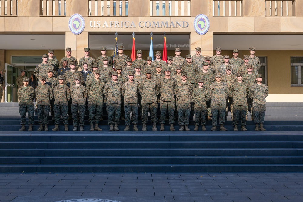 Commandant of the Marine Corps General Eric Smith visits with USAFRICOM and General Michael Langley on 28 Oct 2024 in Stuttgart Germany.