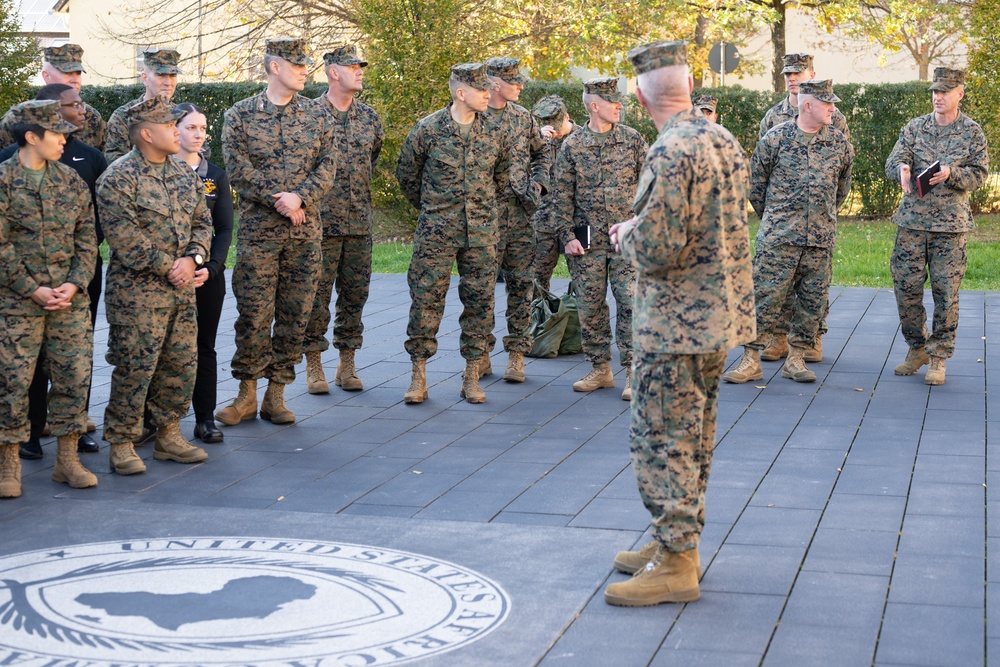 Commandant of the Marine Corps General Eric Smith visits with USAFRICOM and General Michael Langley on 28 Oct 2024 in Stuttgart Germany.