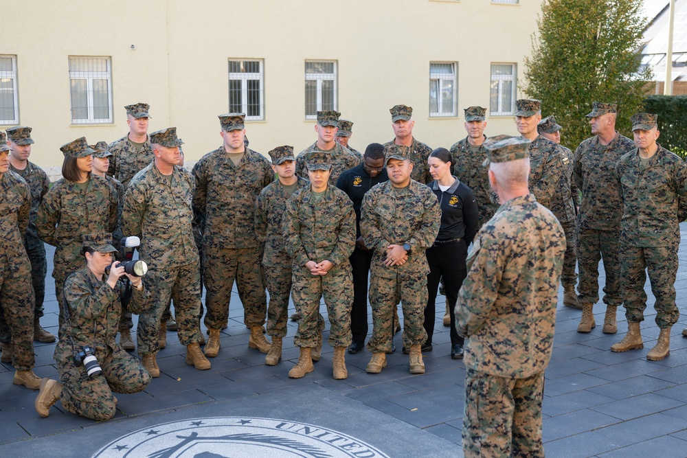 Commandant of the Marine Corps General Eric Smith visits with USAFRICOM and General Michael Langley on 28 Oct 2024 in Stuttgart Germany.