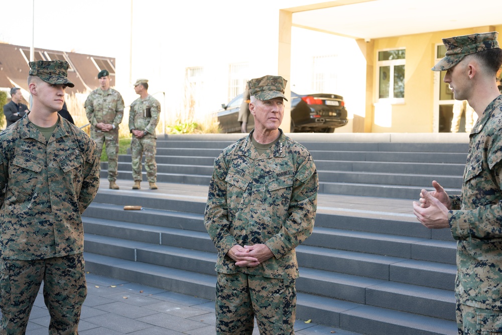 Commandant of the Marine Corps General Eric Smith visits with USAFRICOM and General Michael Langley on 28 Oct 2024 in Stuttgart Germany.