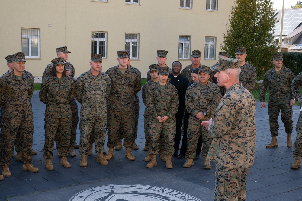 Commandant of the Marine Corps General Eric Smith visits with USAFRICOM and General Michael Langley on 28 Oct 2024 in Stuttgart Germany.