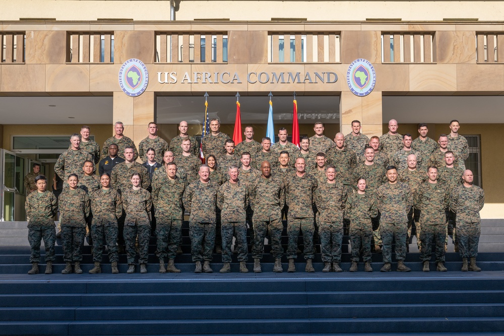 Commandant of the Marine Corps General Eric Smith visits with USAFRICOM and General Michael Langley on 28 Oct 2024 in Stuttgart Germany.