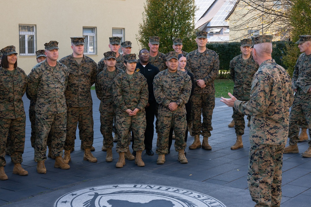 Commandant of the Marine Corps General Eric Smith visits with USAFRICOM and General Michael Langley on 28 Oct 2024 in Stuttgart Germany.