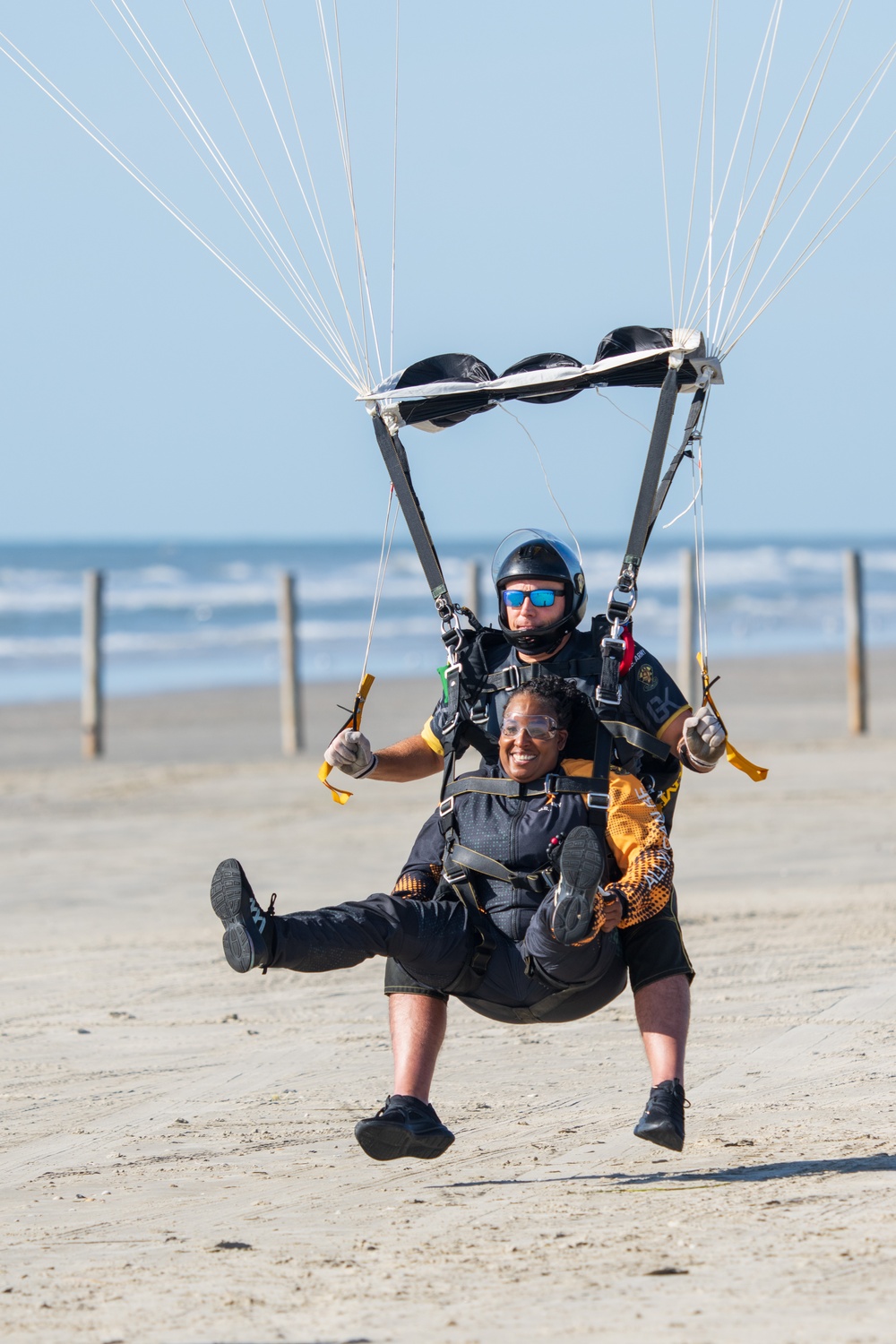 U.S. Army Golden Knights skydive onto Galveston Island