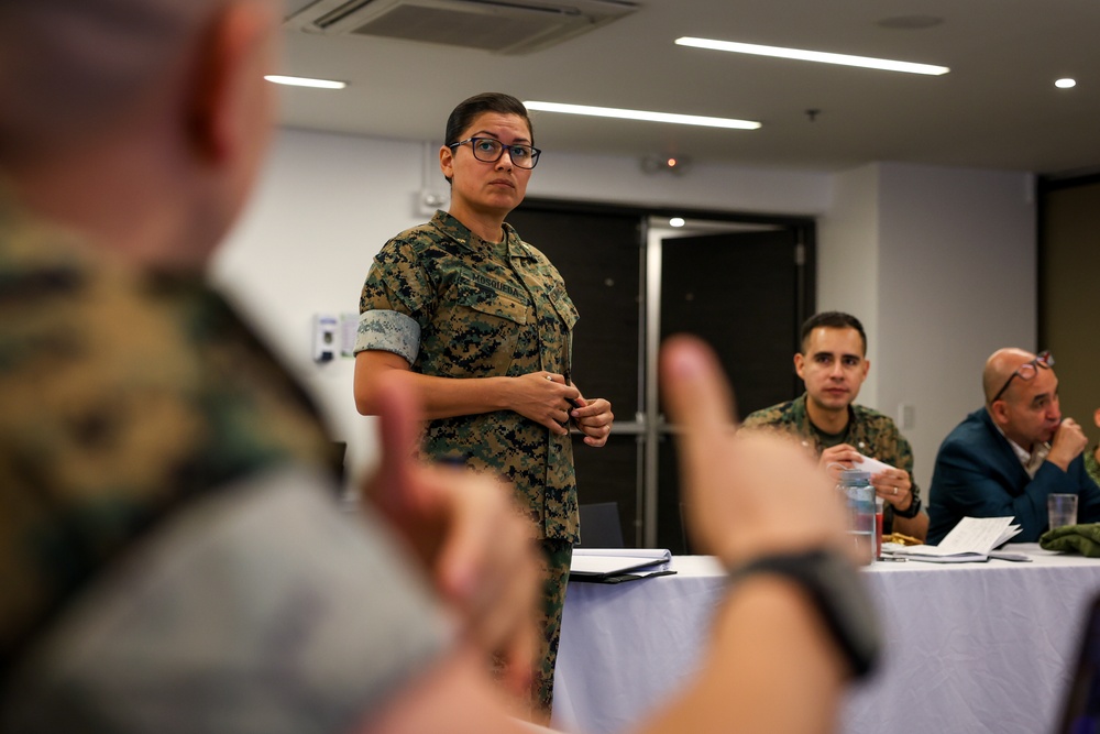 U.S. Marine Corps Forces, South, and Infantería de Marina de Colombia collaborate during a staff planner working group