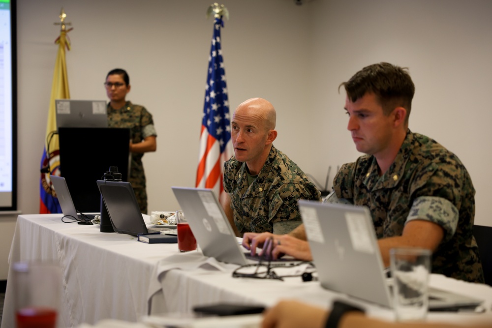 U.S. Marine Corps Forces, South, and Infantería de Marina de Colombia collaborate during a staff planner working group