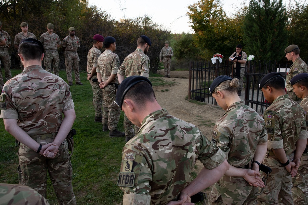 British KFOR Soldiers Hold a Memorial Service in Honor of First British Forces Lost in Kosovo Conflict