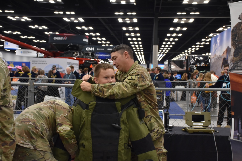 Trying on an EOD Suit at National FFA