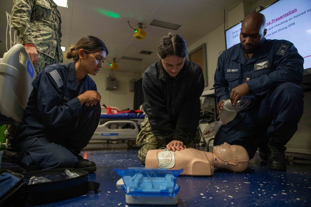 USS Makin Island Holds CPR Training