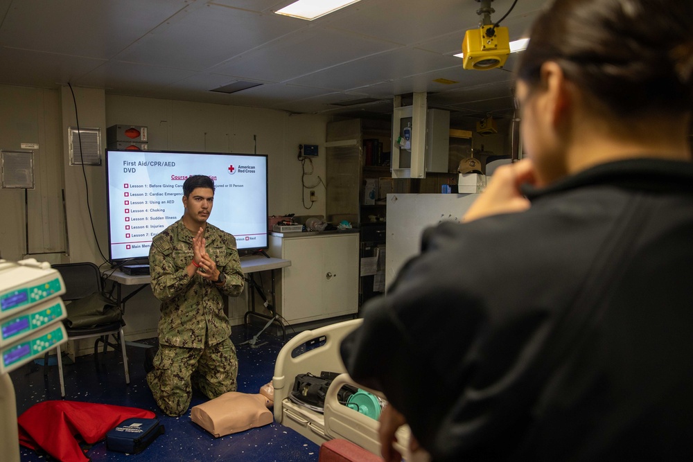 USS Makin Island Holds CPR Training