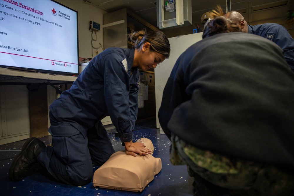 USS Makin Island Holds CPR Training