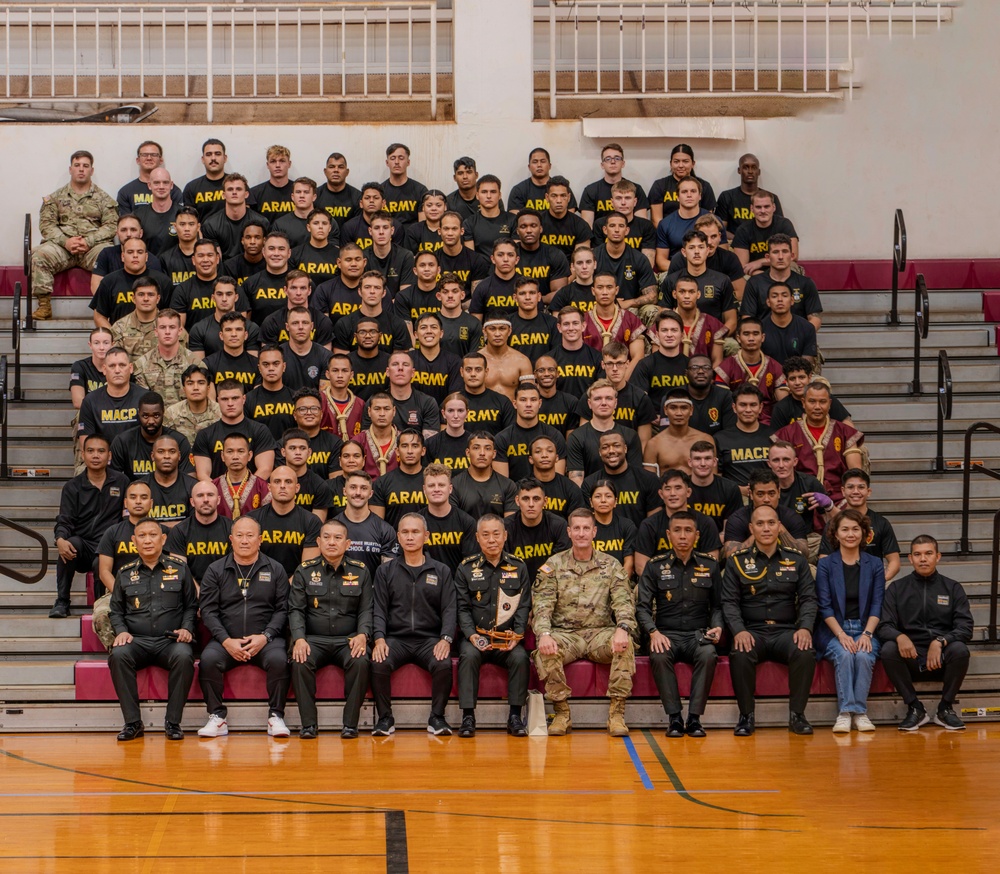 US Army Pacific, Royal Thai Army leadership pose for group photo with 25th ID Soldiers, Muay Thai instructors