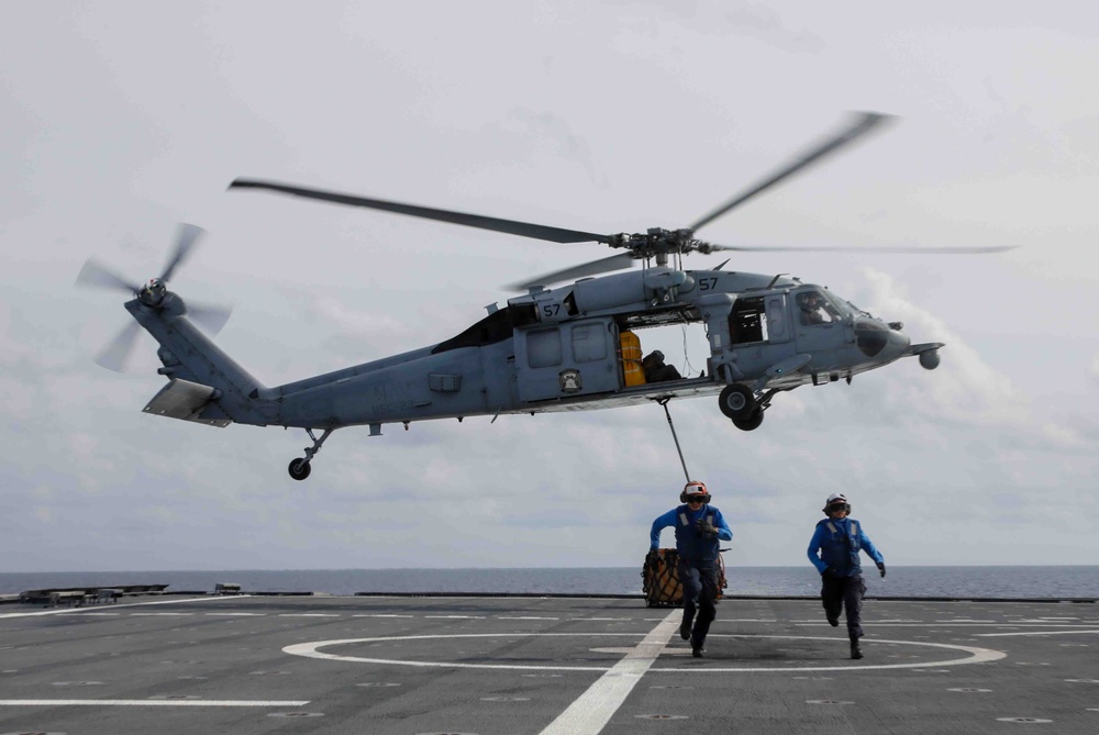 USS Gabrielle GIffords (LCS 10) Conducts Vertical Replenishment