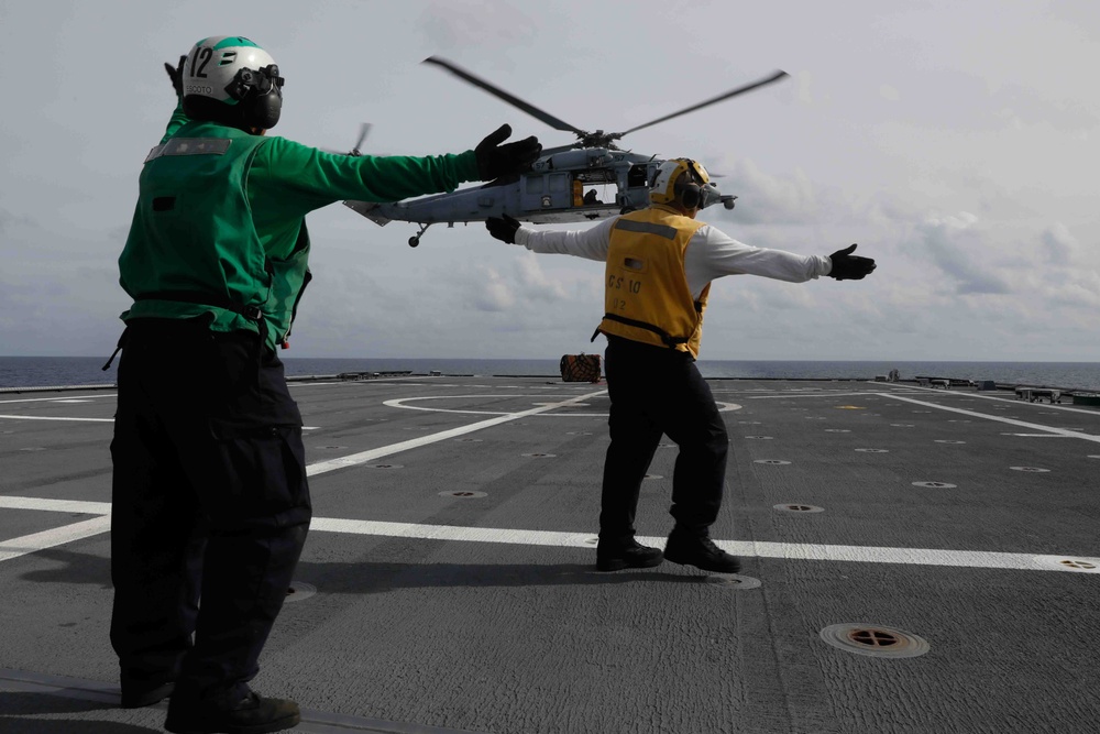 USS Gabrielle GIffords (LCS 10) Conducts Vertical Replenishment