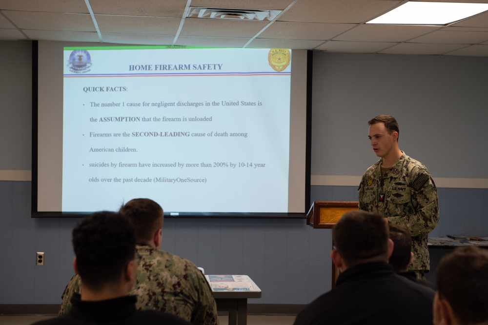 USS John C. Stennis Sailor teaches Firearm Safety