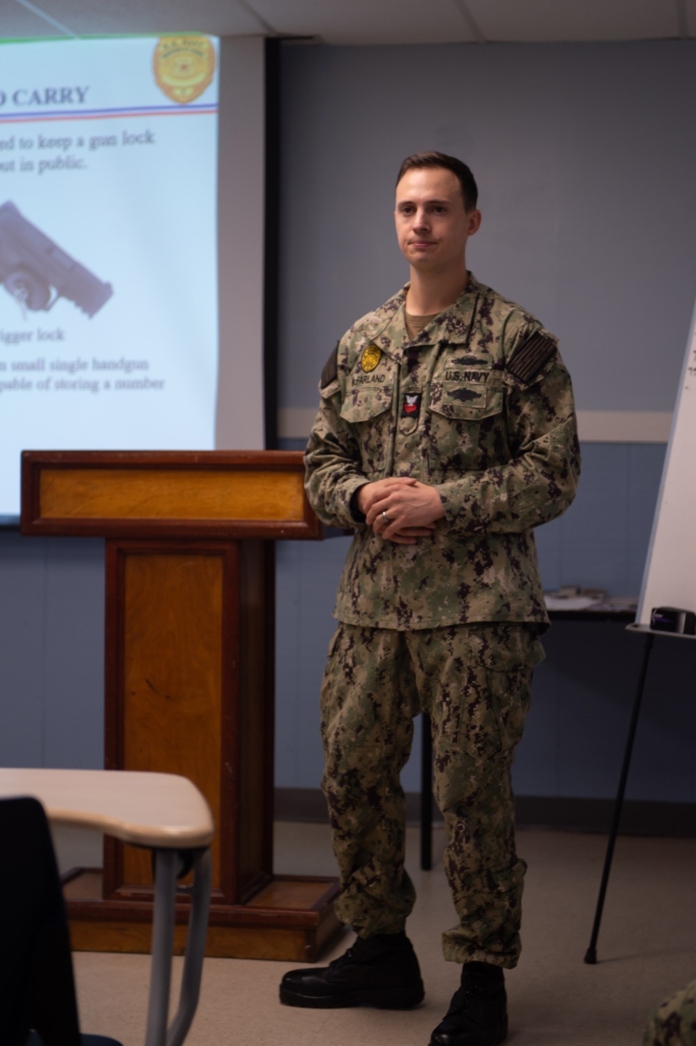 USS John C. Stennis Sailor teaches Firearm Safety