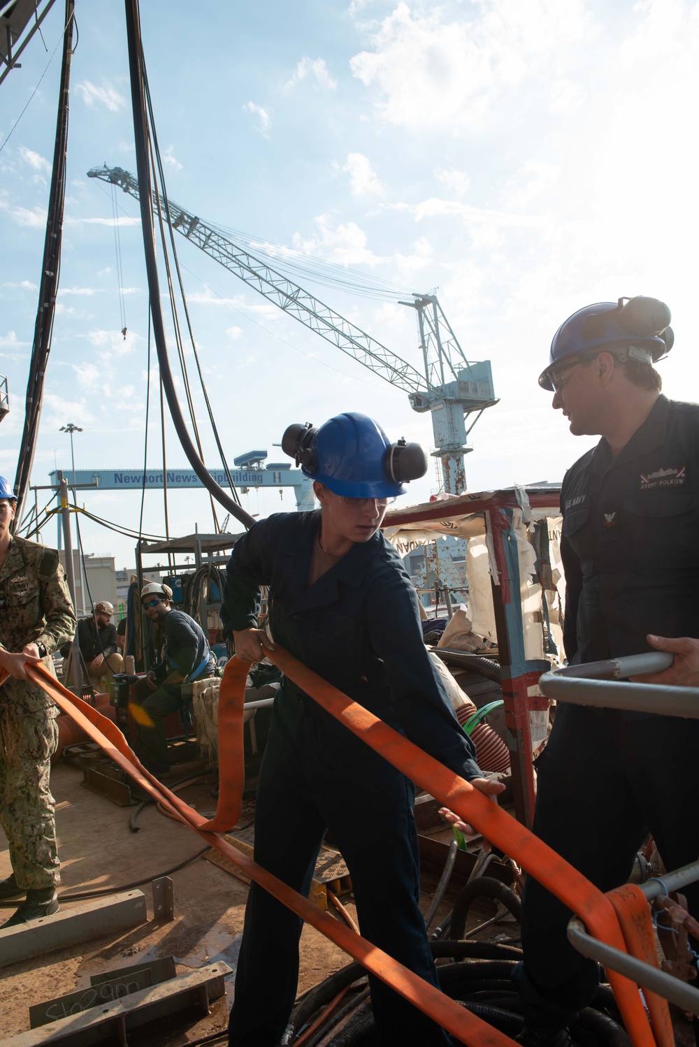 USS John C. Stennis Sailors conduct Routine Maintenance Check on Hoses