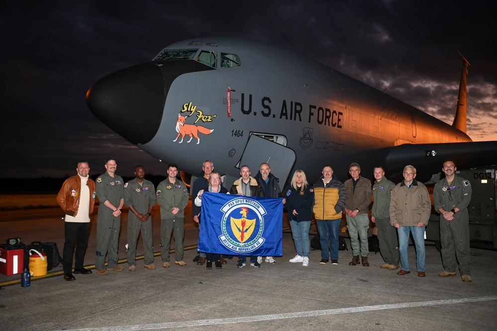 Members from the 100th Bomb Group fly with the 100th ARW