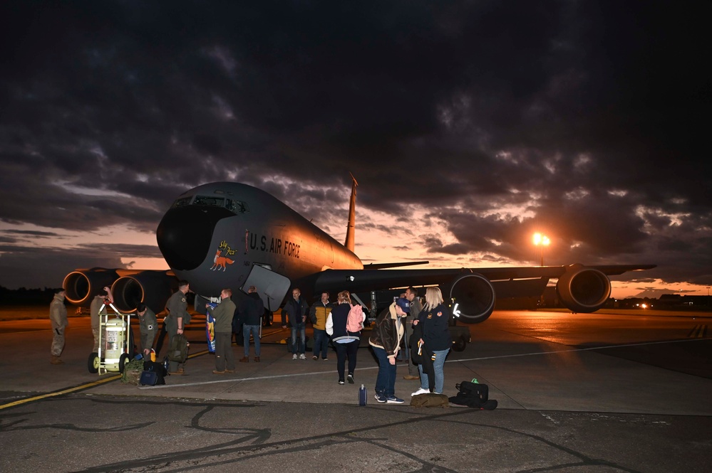 Members from the 100th Bomb Group fly with the 100th ARW