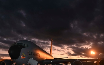 Members from the 100th Bomb Group fly with the 100th ARW