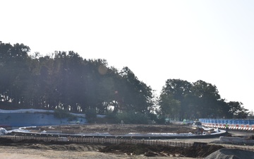 Army engineers place concrete for new roundabout on Camp Humphreys, South Korea