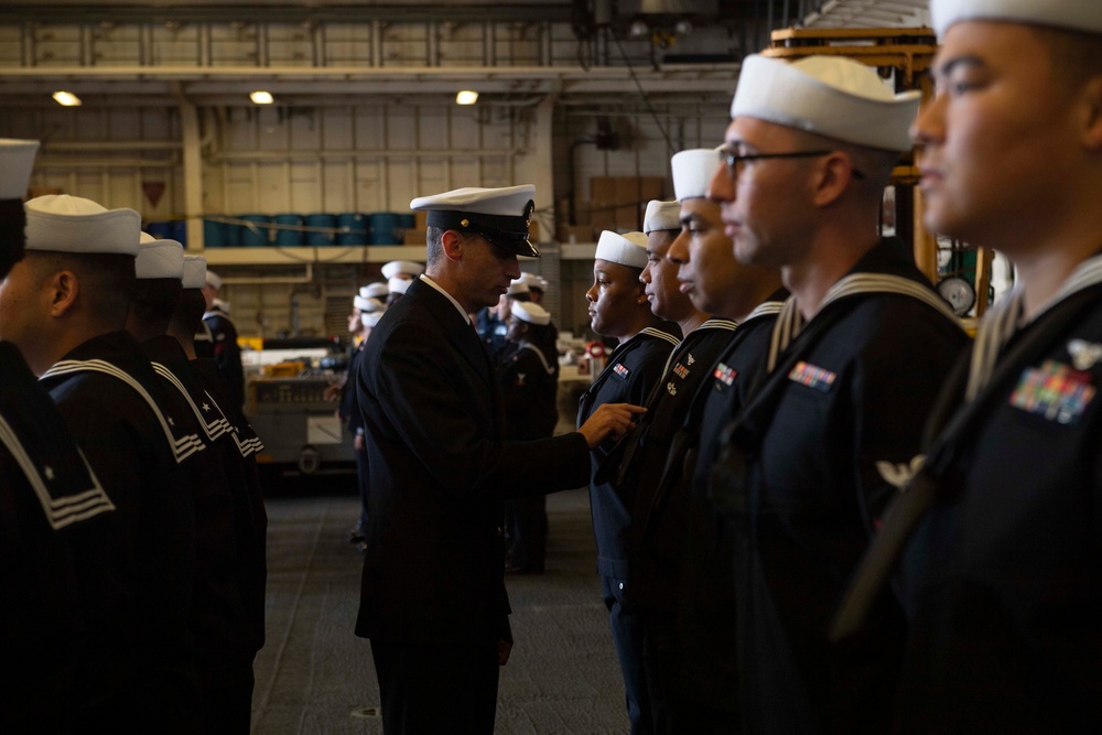 USS America (LHA 6) Conducts Dress Blues Inspections