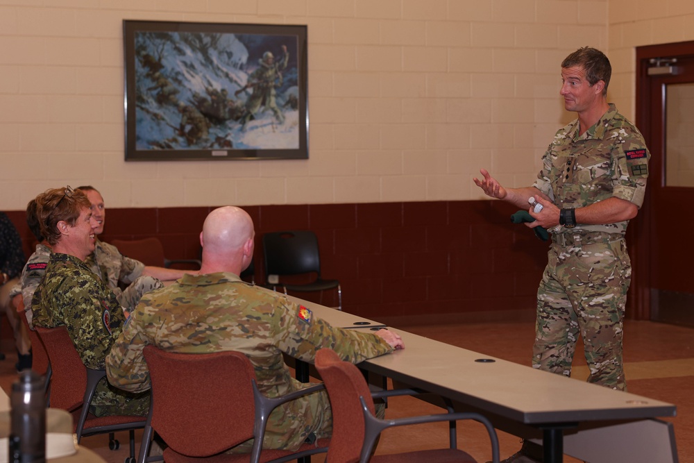 Bear Grylls speaks to Marines at The Basic School