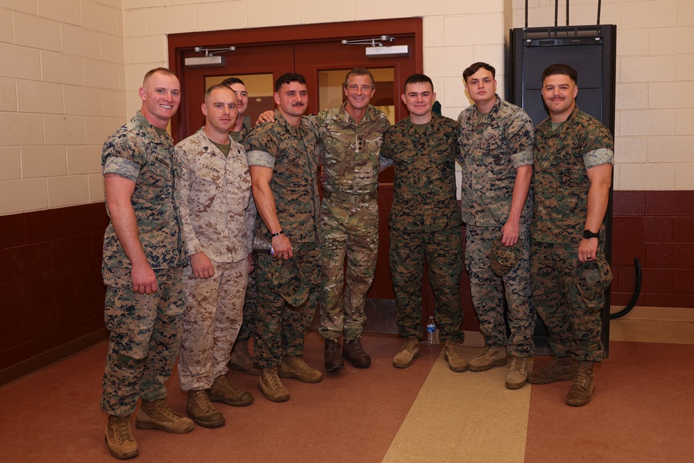 Bear Grylls speaks to Marines at The Basic School