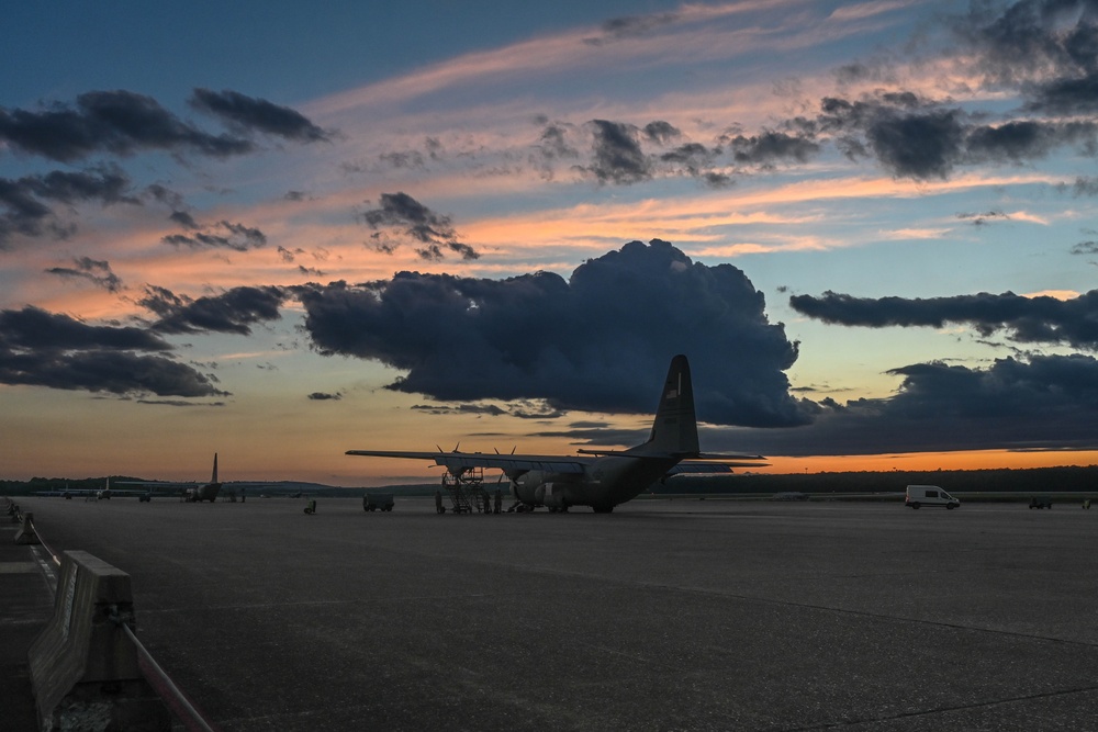 The sun sets at Little Rock Air Force Base