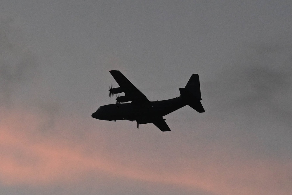 The sun sets at Little Rock Air Force Base