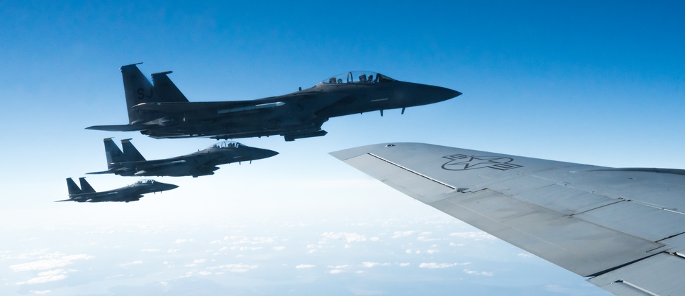 In-flight refueling of 4th Fighter Wing F-15s