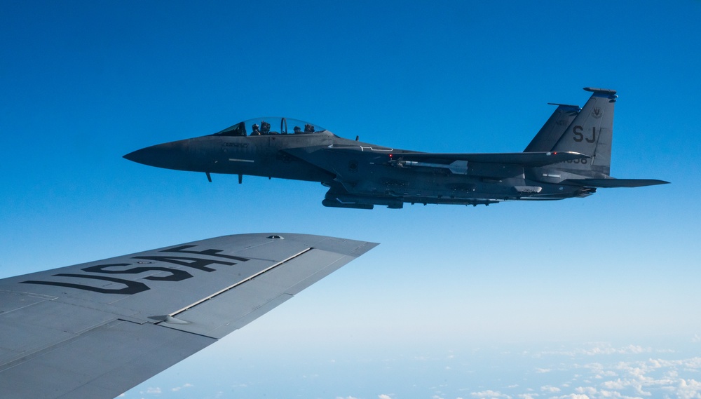 In-flight refueling of 4th Fighter Wing F-15s