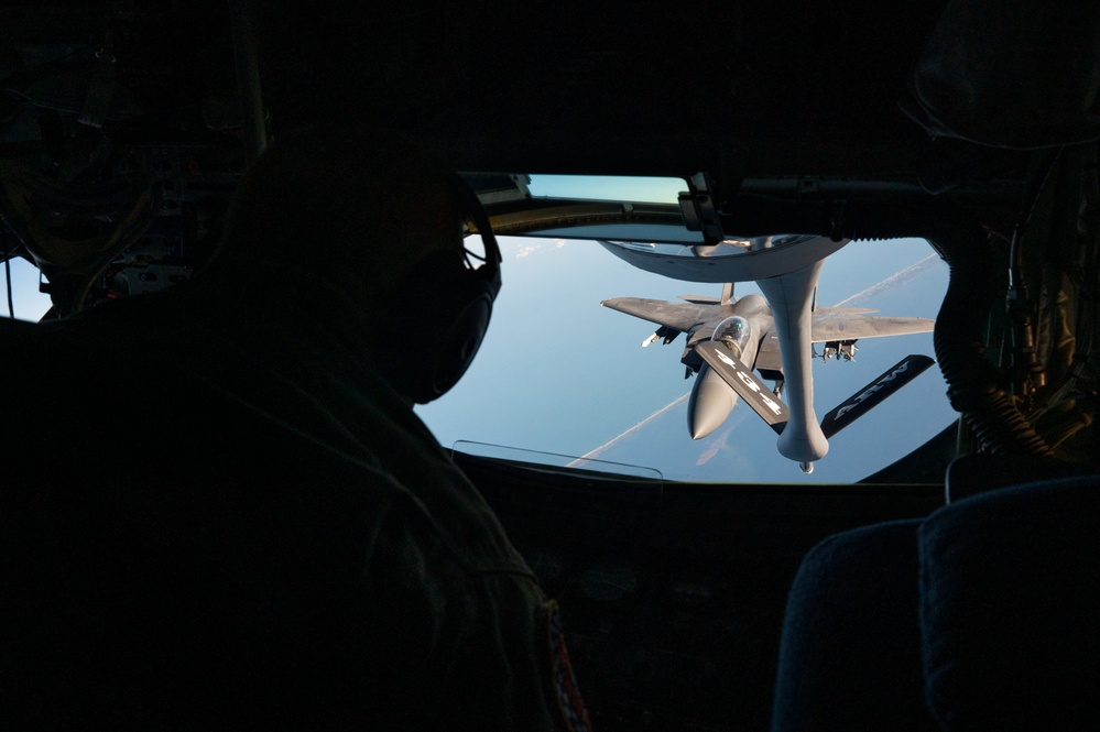 In-flight refueling of 4th Fighter Wing F-15s