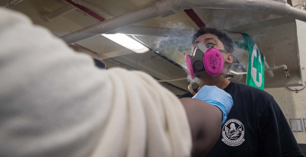 USS George Washington Sailors Participate in Respirator Fit Tests