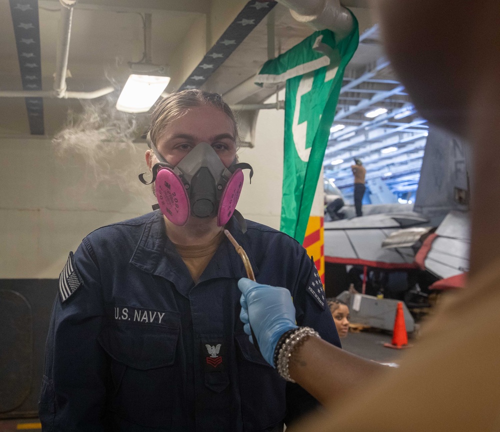 USS George Washington Sailors Participate in Respirator Fit Tests