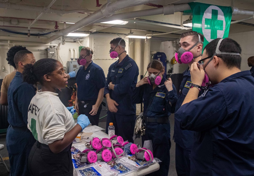 USS George Washington Sailors Participate in Respirator Fit Tests
