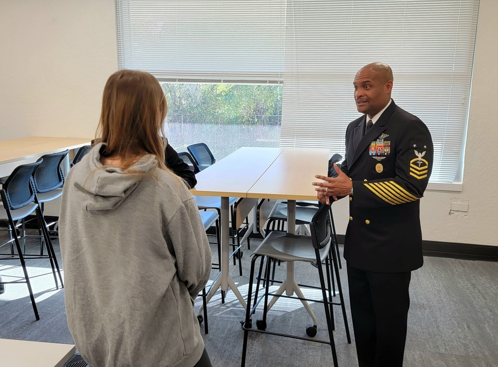 Navy leader visits alma mater, local schools during outreach