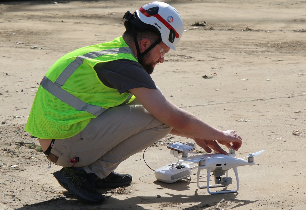 USACE debris removal operations captured from above