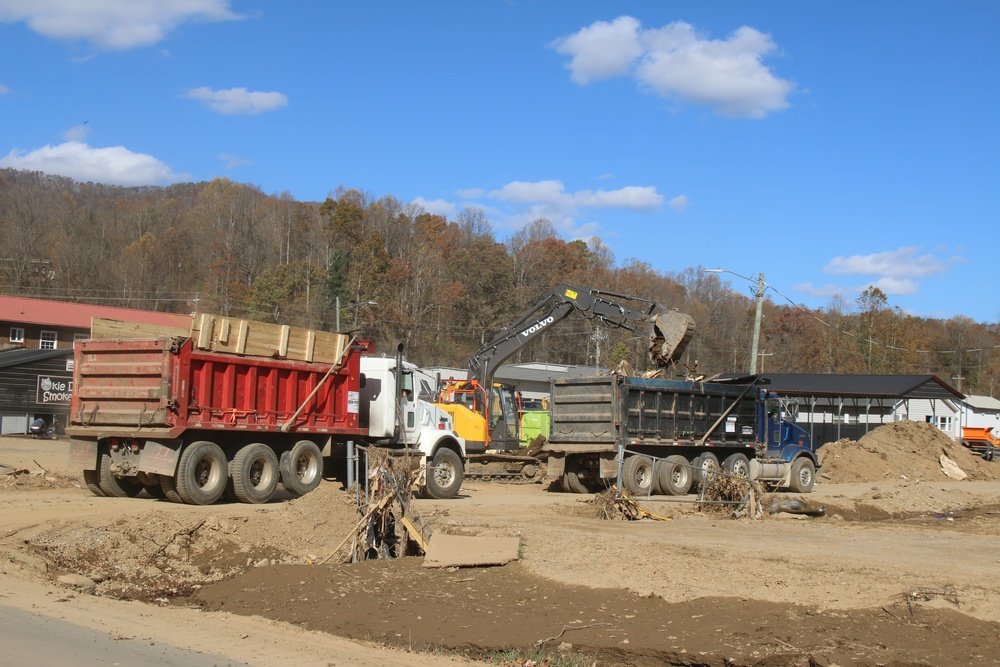 USACE debris removal operations captured from above