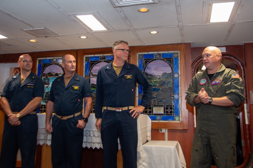 USS Ronald Reagan (CVN 76) Chaplains receive the Surface Chaplain Officer pin