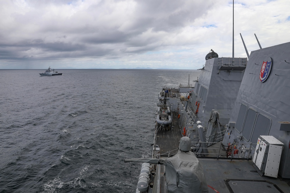 USS Dewey (DDG 105) Sails with Royal Malaysian Navy During CARAT Malaysia 2024