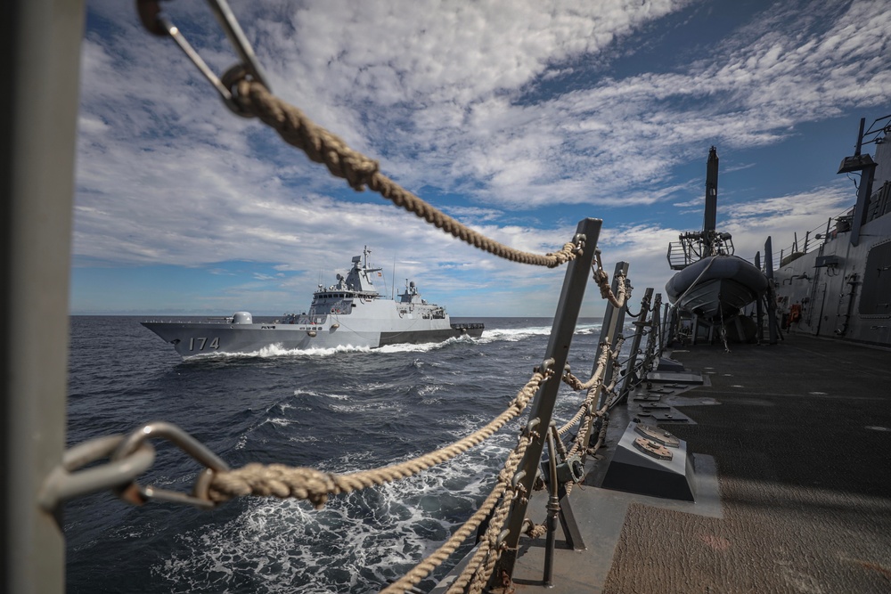 USS Dewey (DDG 105) Sails with Royal Malaysian Navy During CARAT Malaysia 2024