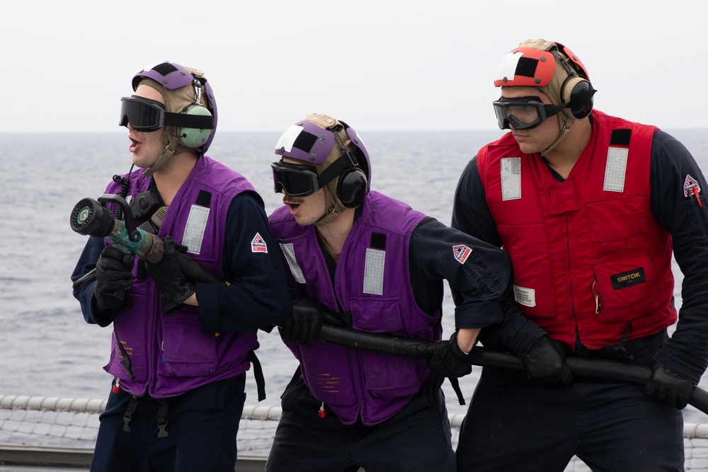 USS Omaha (LCS 12) Conducts Aviation Firefighting Training While Underway