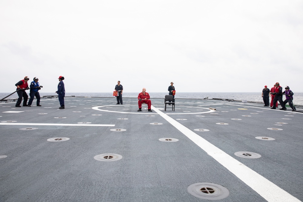 USS Omaha (LCS 12) Conducts Aviation Firefighting Training While Underway