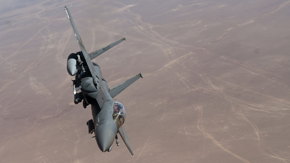 U.S. Air Force F-15E Strike Eagles Conduct Combat Patrols in the Central Command AOR