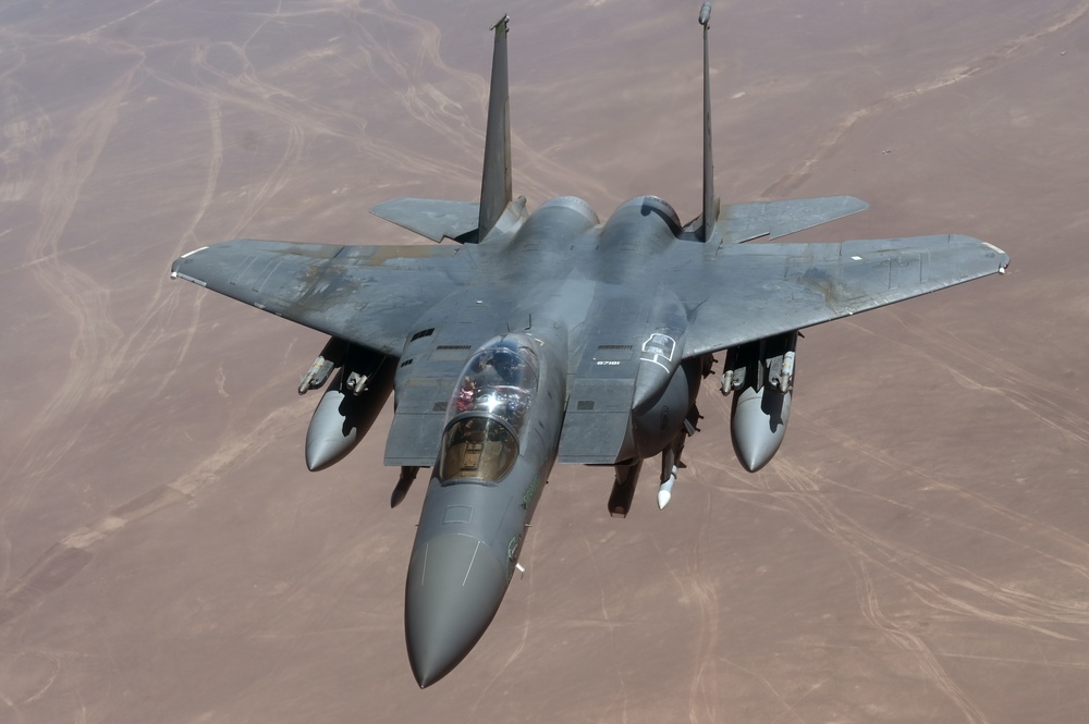 U.S. Air Force F-15E Strike Eagles Conduct Combat Patrols in the Central Command AOR