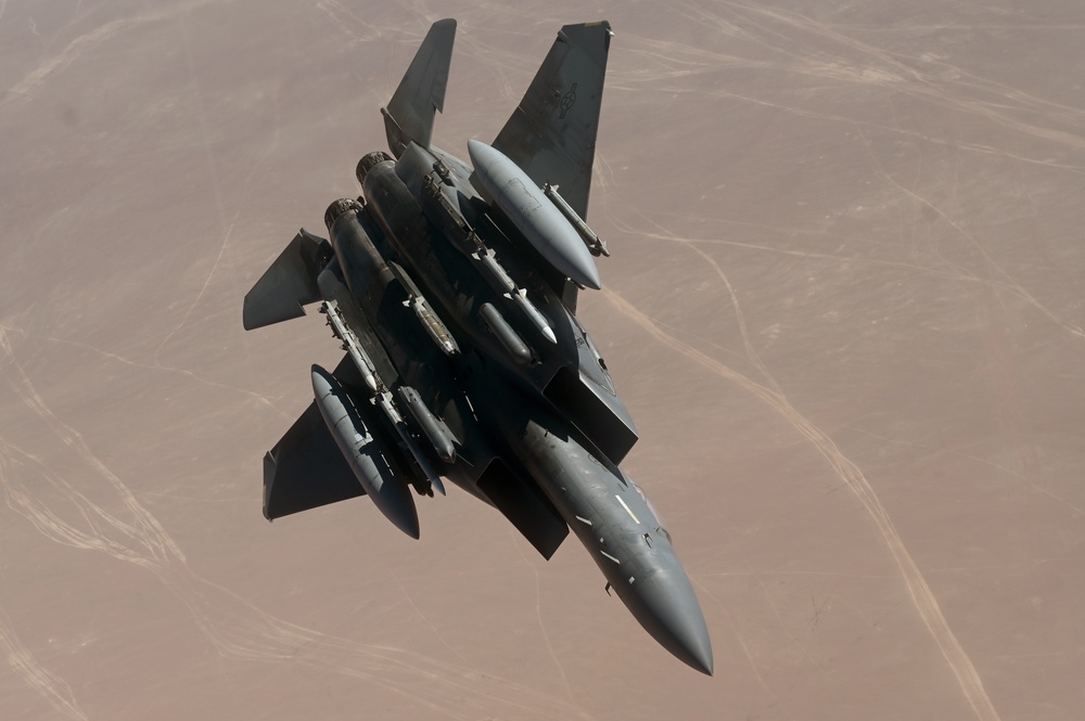 U.S. Air Force F-15E Strike Eagles Conduct Combat Patrols in the Central Command AOR