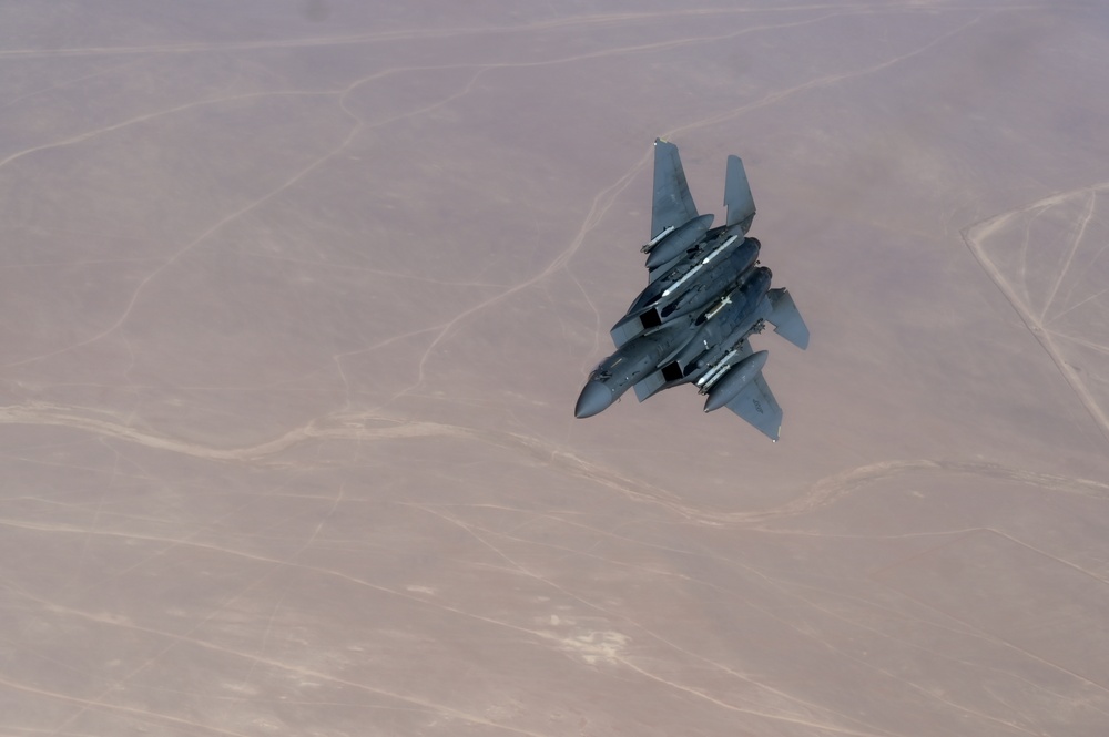 U.S. Air Force F-15E Strike Eagles Conduct Combat Patrols in the Central Command AOR