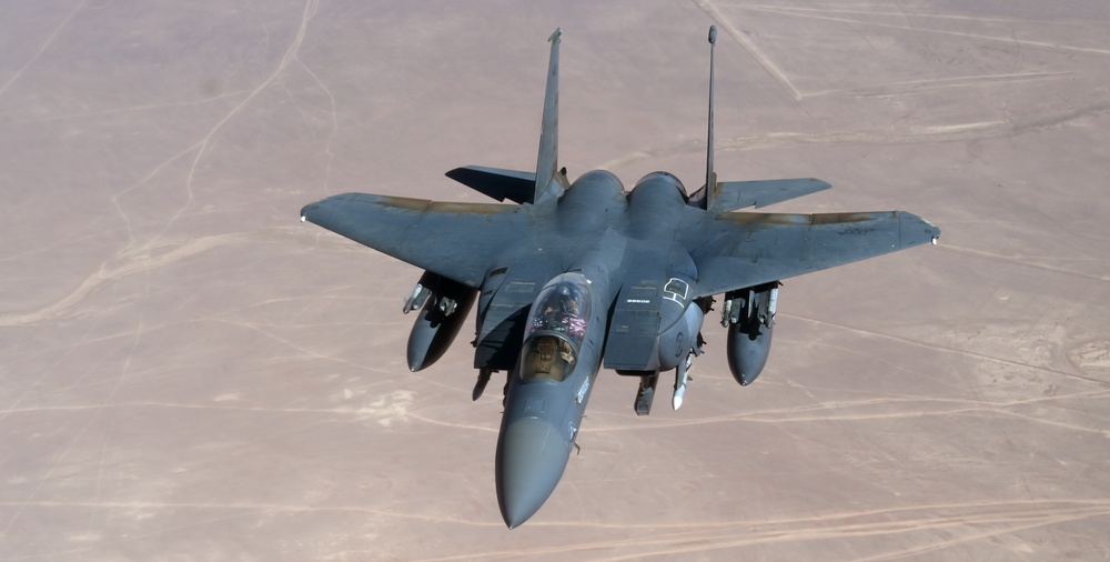 U.S. Air Force F-15E Strike Eagles Conduct Combat Patrols in the Central Command AOR